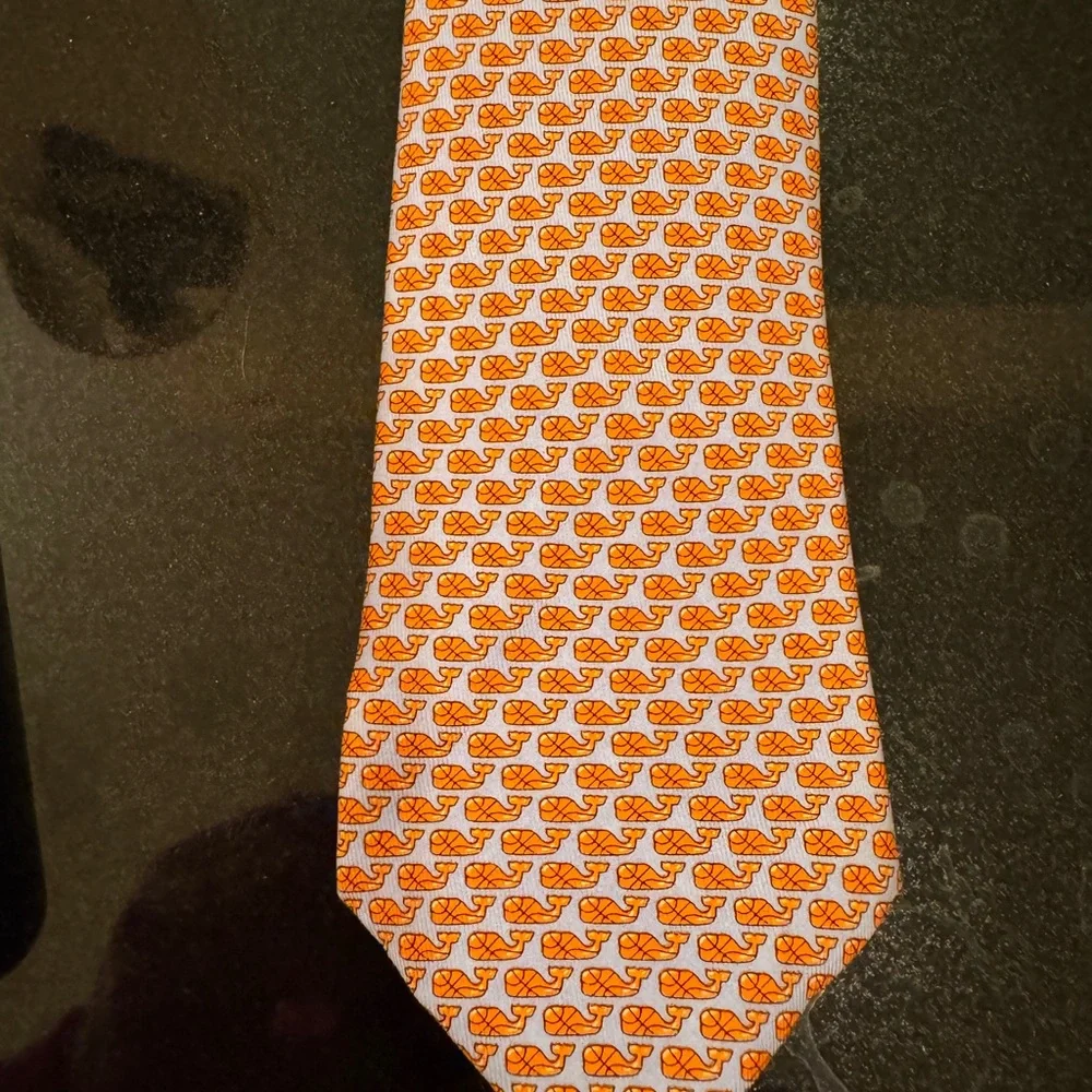 Vineyard Vines Orange Whale Pattern Tie